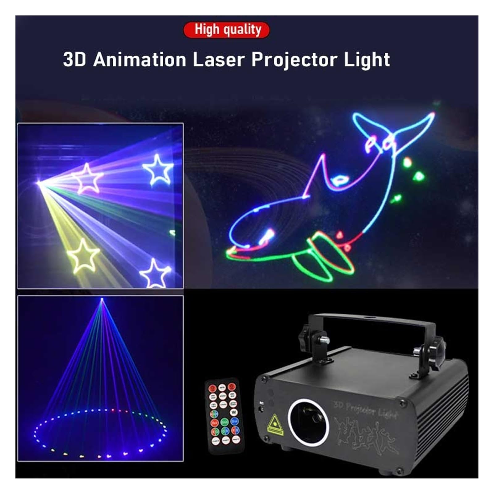Luci per Feste, Proiettore di animazione 3D Scanner Sta Light Show DMX512 DJ Disco Bar Club Party Matrimonio Luci da festa professionali(100 patterns)