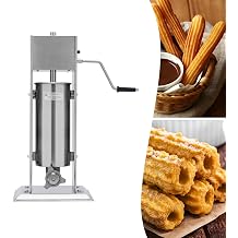 5L Manual Churro Maker,Stainless Steel Churros Maker Machine with 6 Shape Molds & Dual-Speed Gears,Commercial & Home Use,Vertical Dough Extruder for Spanish Churros 1.32Gal