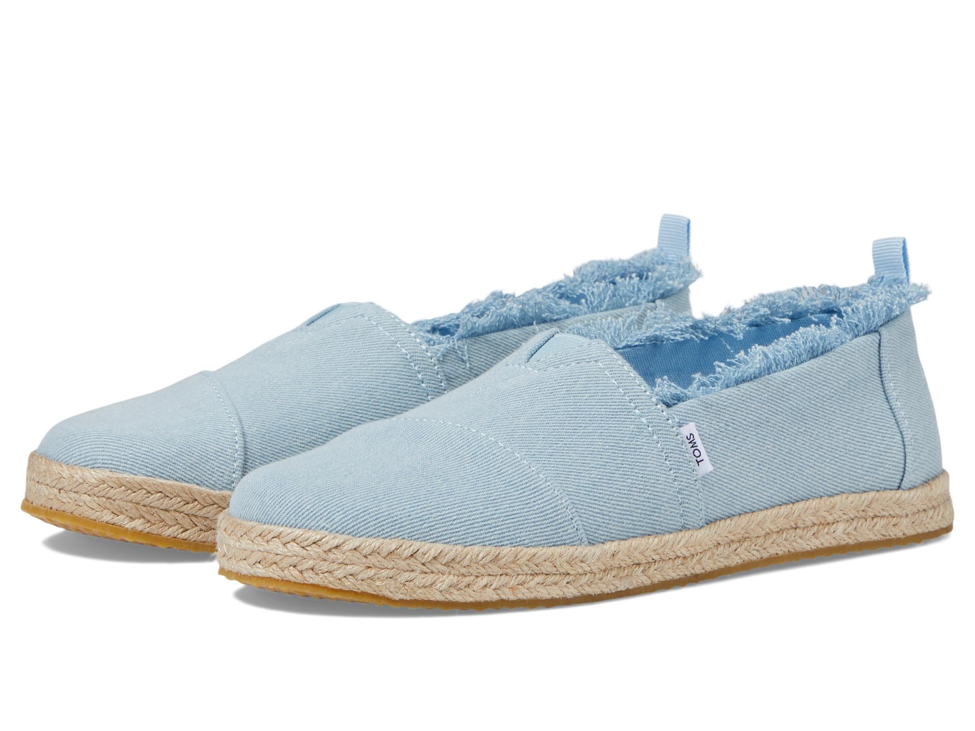 TOMS Youth Girl's Alpargata Rope Espadrille Loafer Flat, Pastel Blue Washed Denim, 12.5 UK