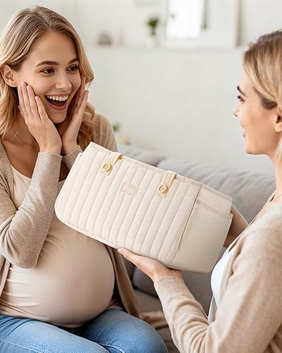 Miniatura 7 de Organizador de pañales para bebé, cesta portátil de almacenamiento de pañales para pañales y toallitas para bebés, organizador de pañales con asa,