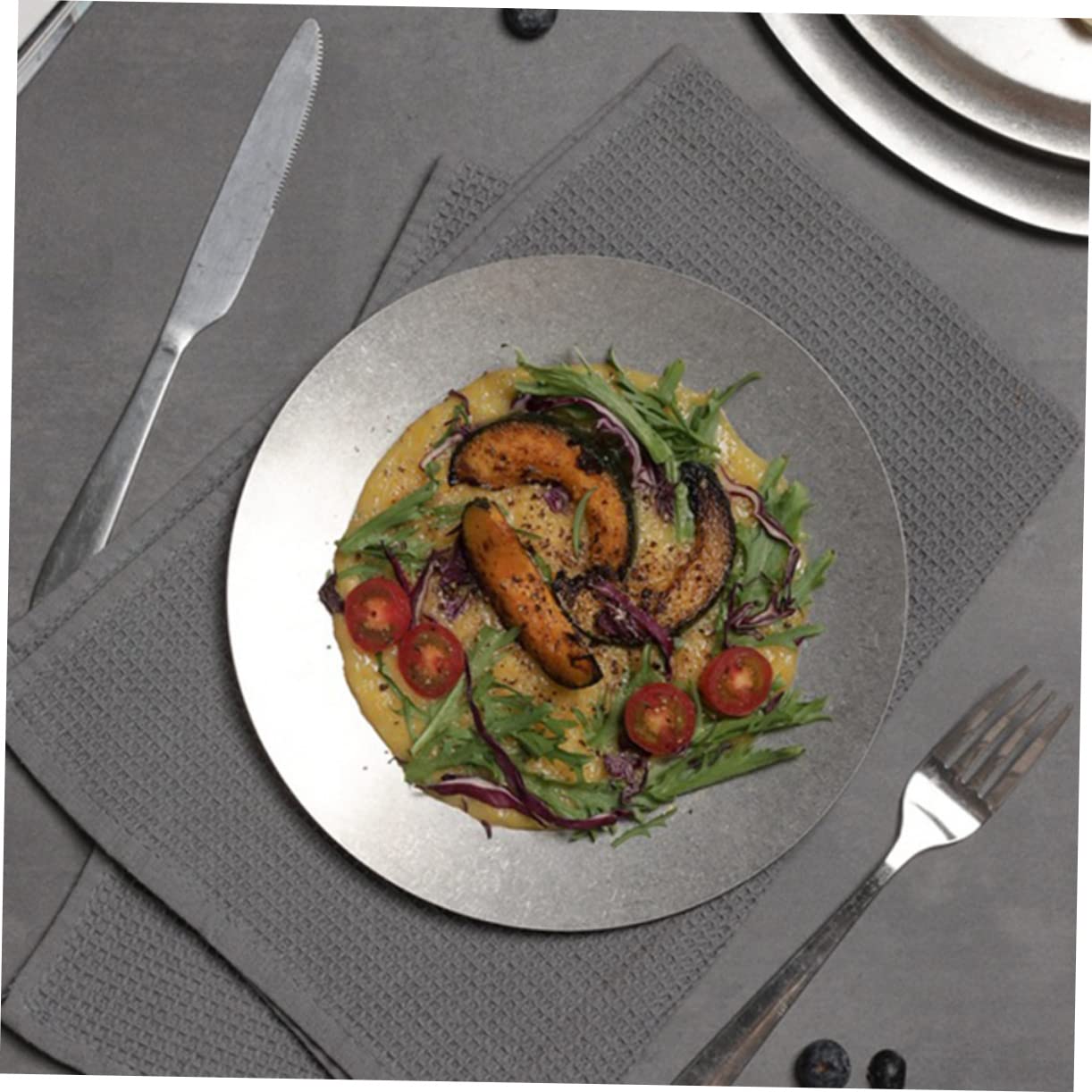 OUNONA Stainless Steel Plate Camping Dinner Plate Camping Cutlery Easy Clean Outdoor Tableware