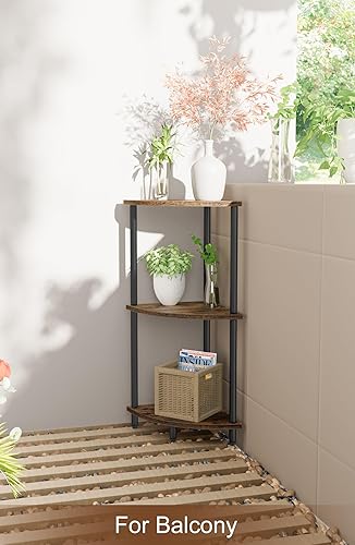Miniatura 9 de SRIWATANA Estante esquinero de 3 niveles para espacios pequeños, estante de esquina de pie de 29.5 pulgadas, exhibición de esquina vintage y estante