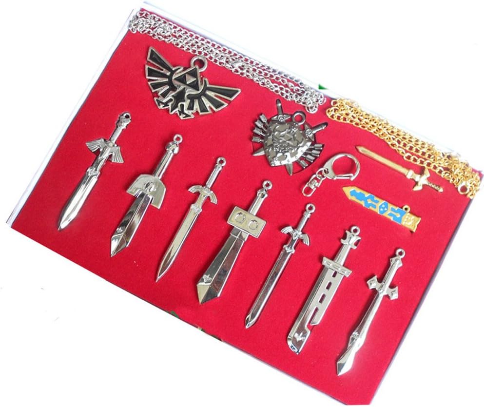 Zelda Triforce Shield & Sword Keychain Necklace Collection Box 2014 Set of 12