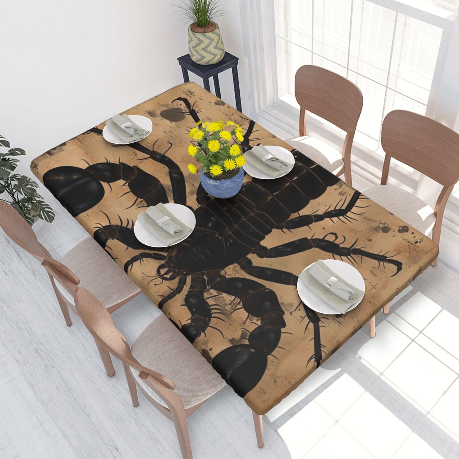 WPKJU Scorpion Printed Tablecloths 4ft Rectangular Table Covers Washable Polyester Decorative Table Cloth for Dining Table Picnic Wedding