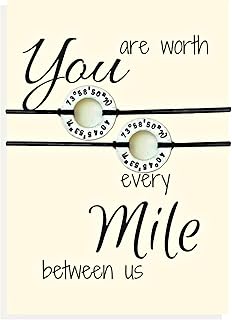 Carrie Clover Coordinate Bracelet Set - of 2, Boyfriend Bracelet Distance, Long distance Bracelet couple, Latitude Longitude Bracelet, GPS Bracelet, Anniversary Gifts for Hm, Long Distance Gift