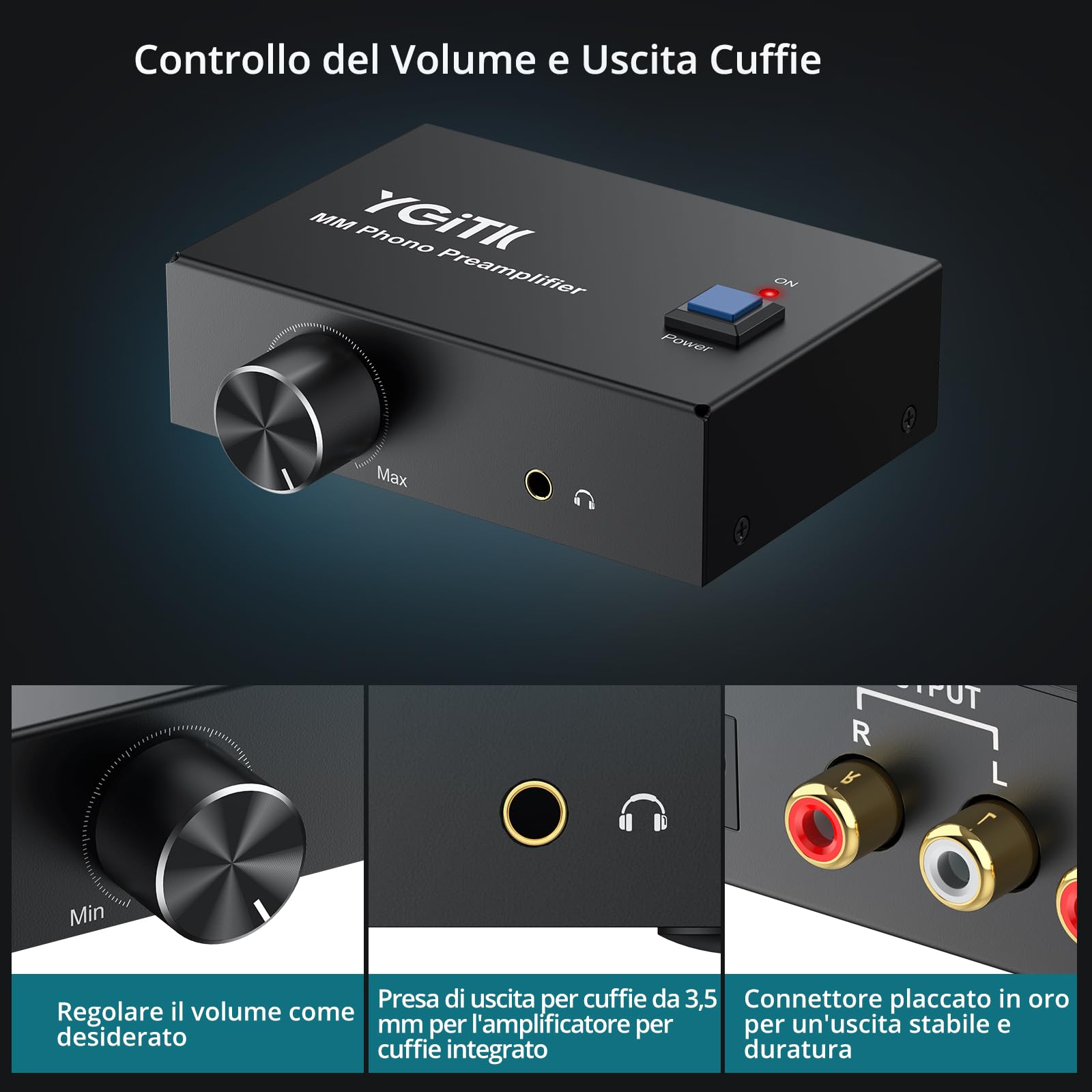 MM Phono Preamplifier RCA Placcata in Oro Ingresso/Uscita DC 12V Mini Preamplificatore Stereo a Basso Rumore