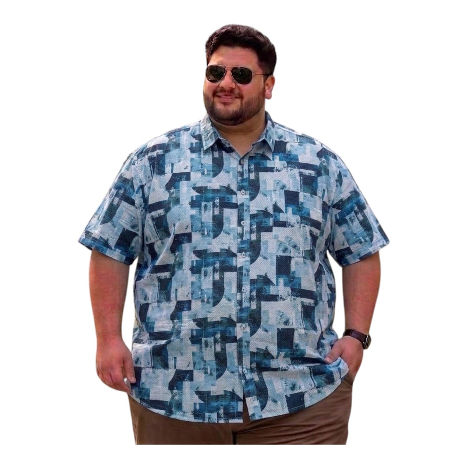 Men's Plus Size Printed Casual Shirt | Half Sleeve Button-Down Shirt | Regular Fit Soft Breathable Summer | Stylish Everyday Wear for Big & Tall Men-picture-29