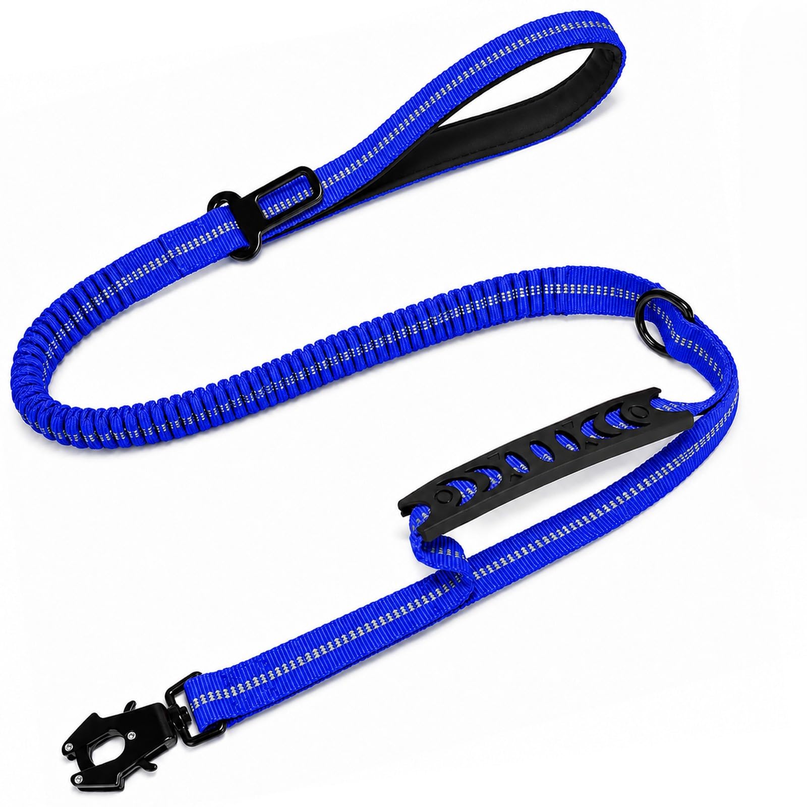 Viugex Reflective Strong No Pull Lead, 3.77-5.74 FT Shock Absorbing Bungee Leash, Training Dog Lead with Car Seat Belt, Dual Padded Handles and 360 Degree Rotating Carabiner for Medium Large Dogs