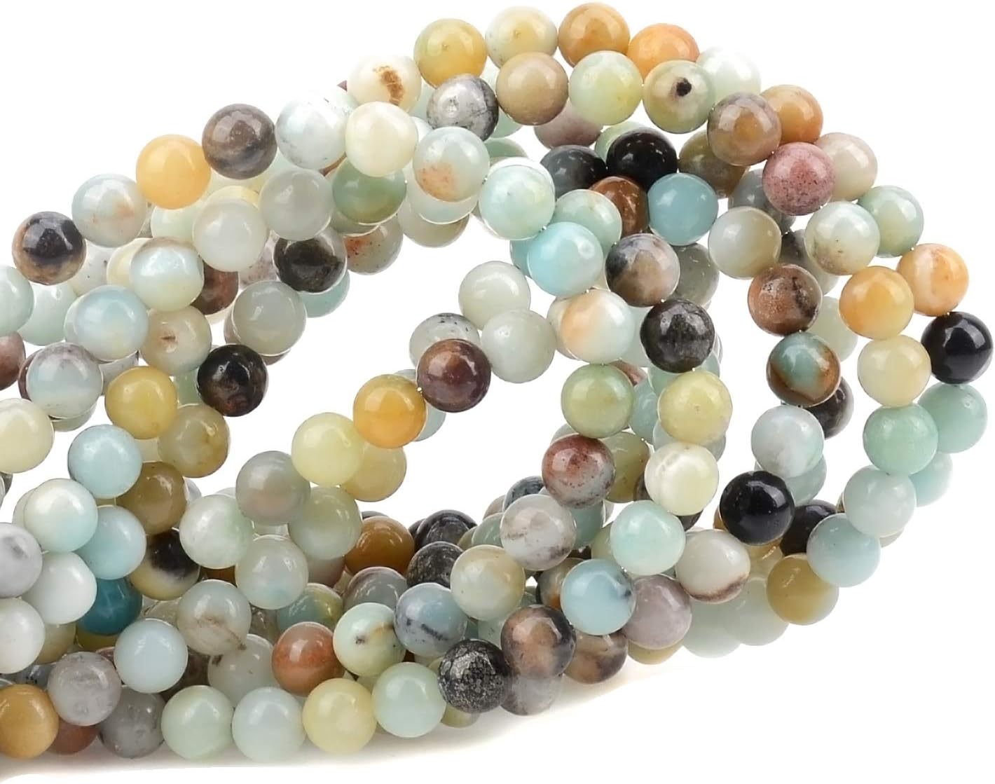 100Pcs Natural Crystal Beads Stone Gemstone Round Loose Energy Healing Beads with Free Crystal Stretch Cord for Jewelry Making (Multi-Color Amazonite, 8MM) - Image 2