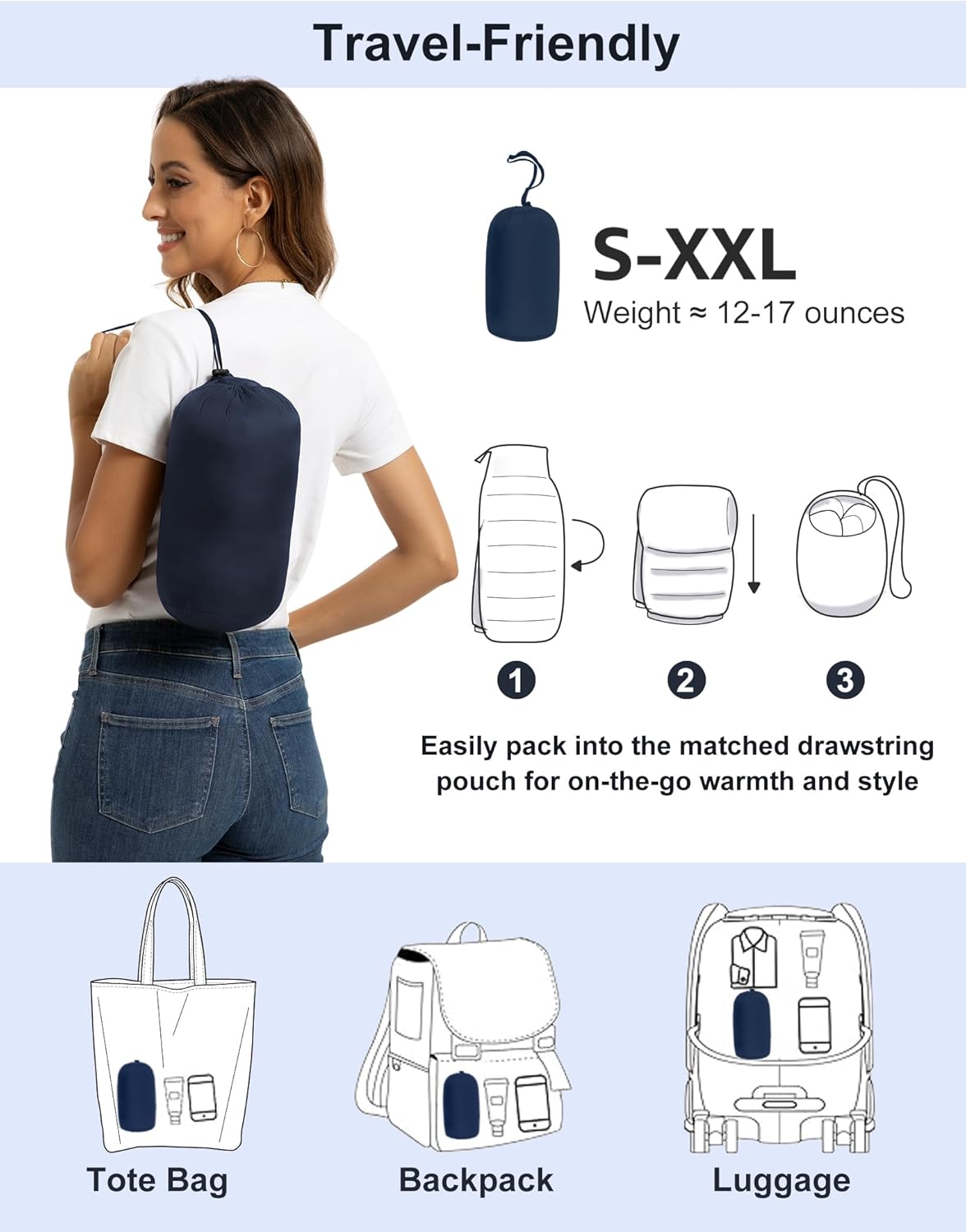 ROYAL MATRIX Packable Puffer Jacket for Women Hooded Lightweight Quilted Travel Long Puffer Coat with Pockets - Image 6