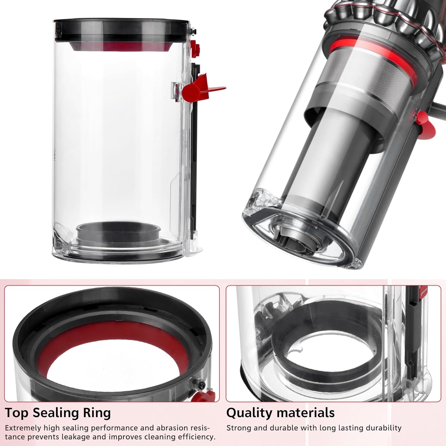 V11 Canister Dust Bin Replacement Compatible with Dy.son V15 V11 SV14 SV15 SV22 Replacement Parts Container Vacuum Cleaner Large Bin, Part No. 970050-01 and 965443-01