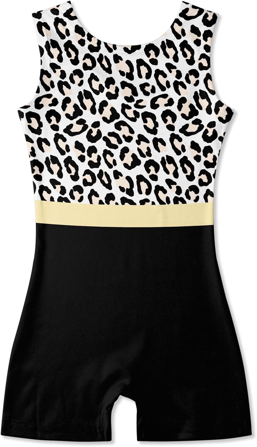TUONROAD Girls Gymnastics Outfit Toddler Leotard For Girls Gymnastics with Shorts 9t 10t Kids Clothing Apparel Outfits Black Leopard Print Black Dance Clothes