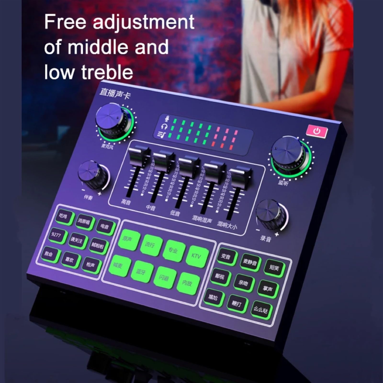 Mixer Audio, V9SJ Mixer Audio Scheda Microfono Portatile Suono Nel Commutatore Giochi Vocali Registrazione Trasmissione Per Karaoke per streaming live