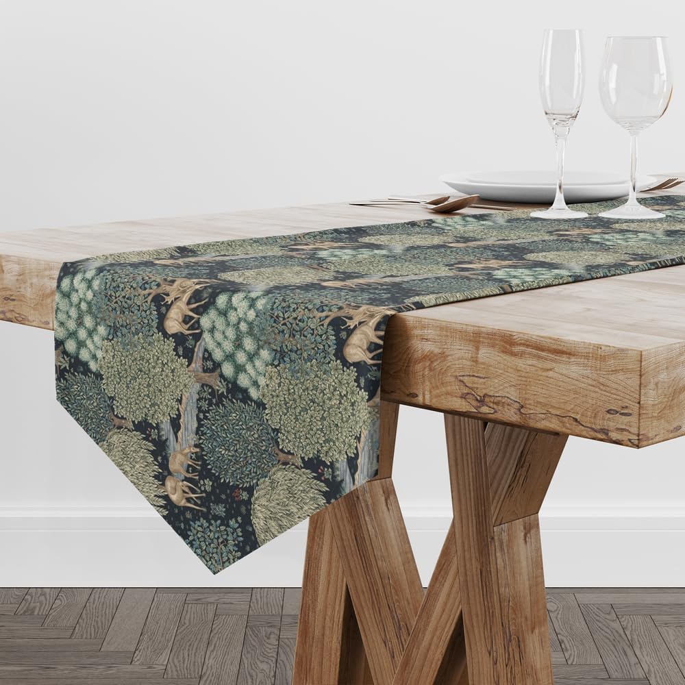 Vintage Floral Print Table Runner,Botanical Green Farmhouse Rectangular Runner,Elegant Chic Table Runner for Holiday Party,Wedding and Indoor Outdoor Dining Table Decor,13"x108"