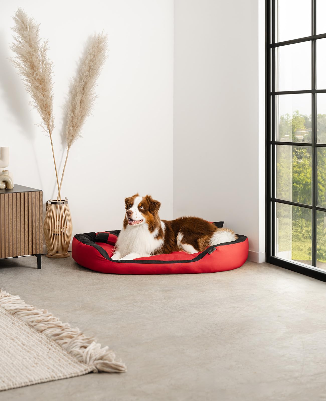 lionto 4 in 1 Lettino per Cane, (L) 110x80 cm Rosso/Nero
