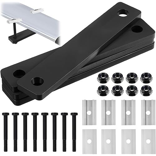 Zonon 28 Pcs Rooftop Tent Mounting Hardware Set Including 4 5.3" x 1" Flat Mending Plates 8 Screws 8 Nuts and 8 Aluminum Blocks