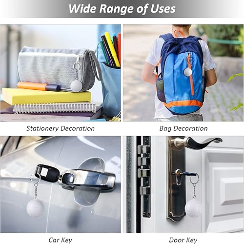 Miniatura 5 de ADXCO Paquete de 24 llaveros blancos de voleibol de espuma, mini llaveros deportivos para regalos de fiesta deportiva, recompensa de carnaval