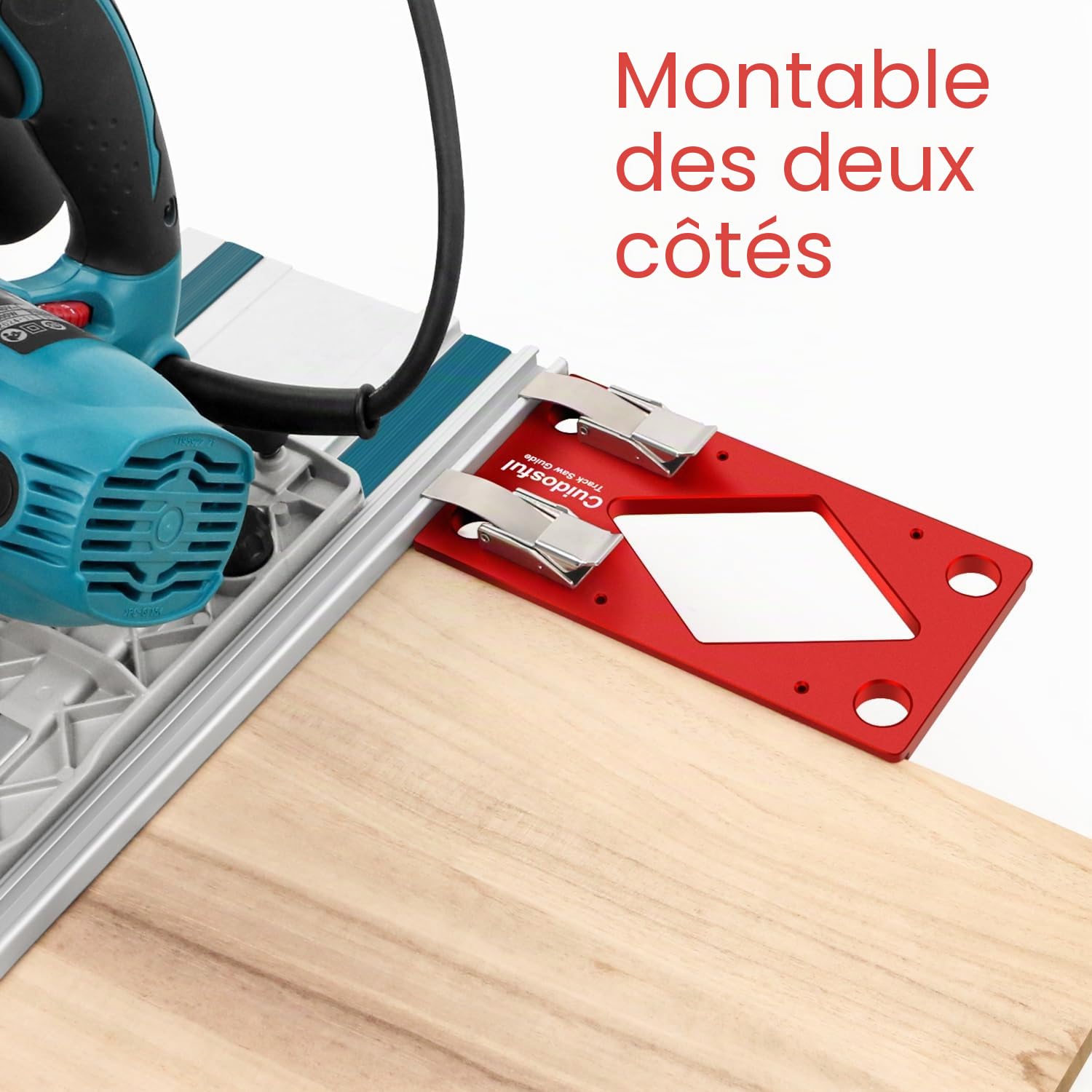 Butée d'angle pour rail de guidage, butée fraisée CNC à 90° avec guide de bord, compatible avec rail de guidage Makita, butée en aluminium Festool pour scie circulaire