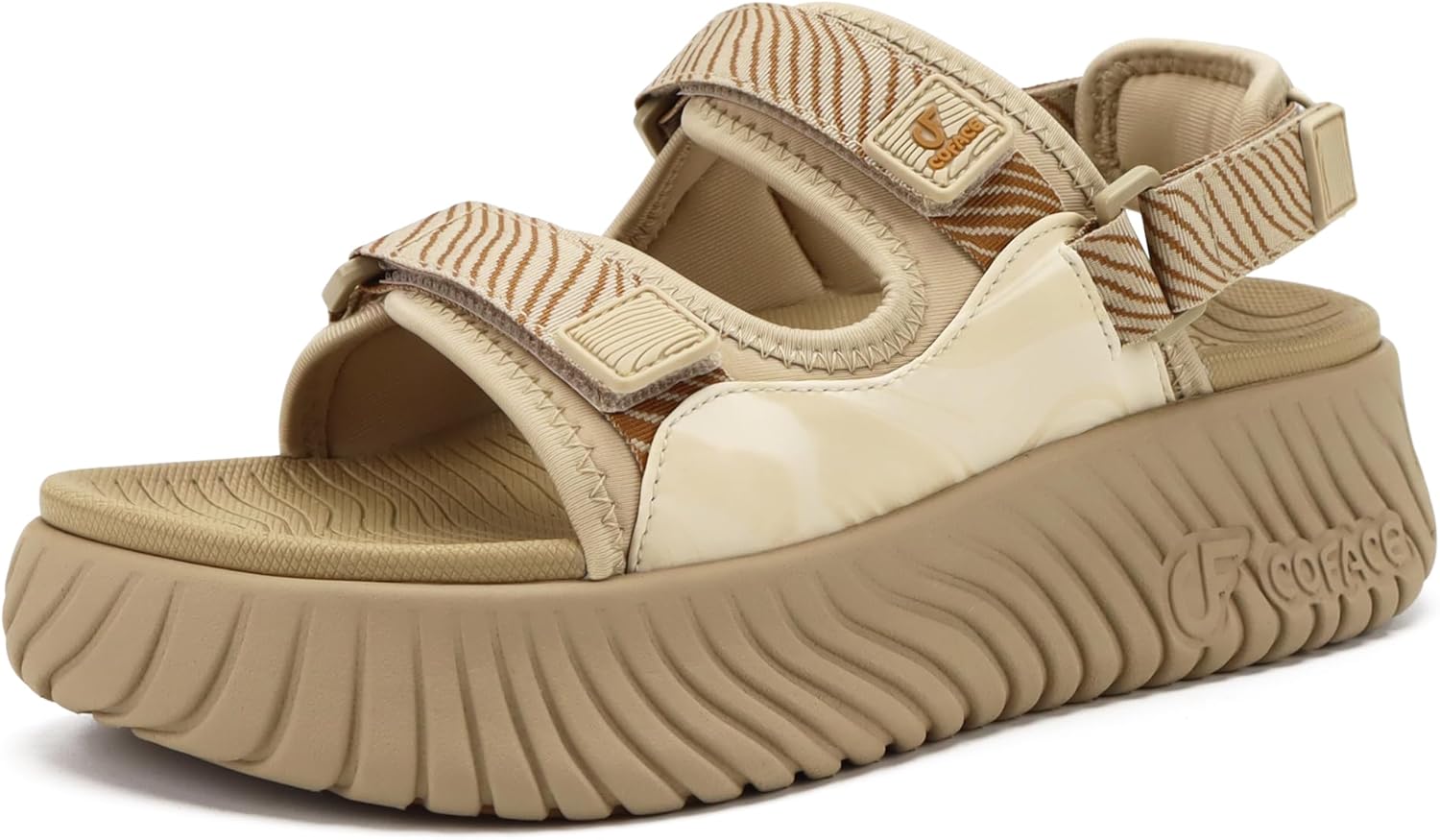 COFACE Womens Orthopedic Walking Sandals with Comfortable Plantar Fasciitis Arch Support Outdoor Athletic Lightweight Platform Sandles Sport Recovery Adjustable Strap Thick Cushion Slides