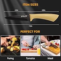 Vista 3 de Cuchillo de pelar con vaina, juego de 3 piezas, cuchillos de cocina negros, 8,9 cm, corte tan fácil