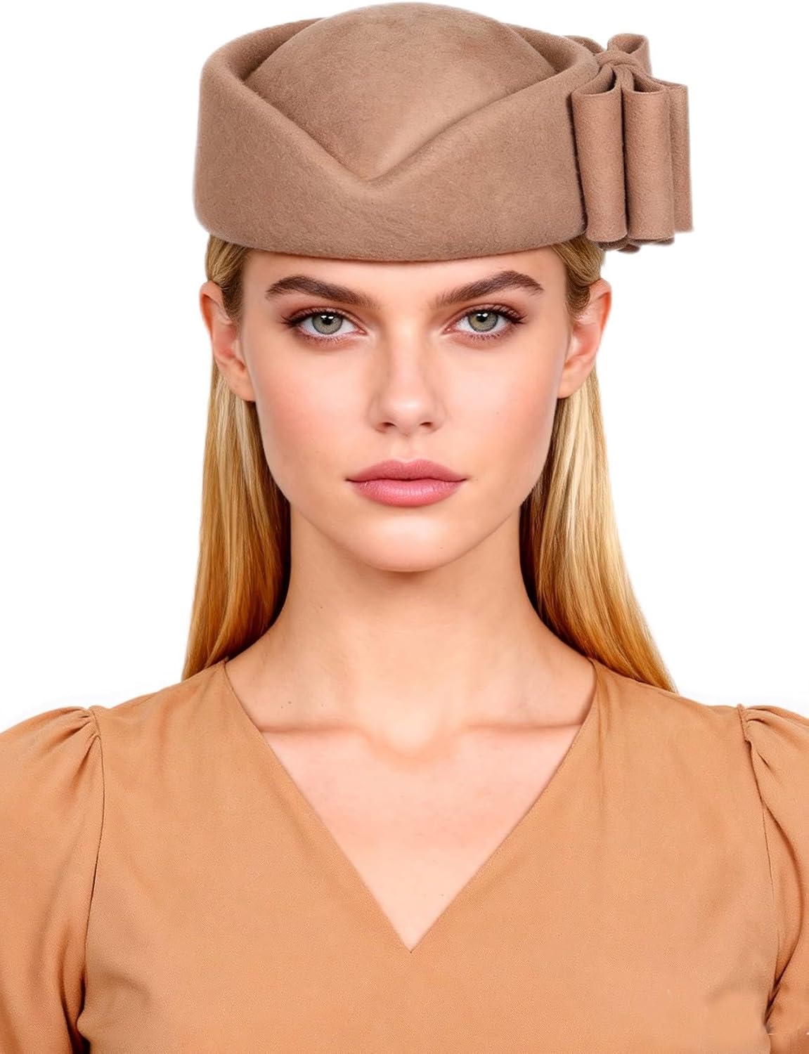 HIMESPORT Wool Felt Bowler Fascinators Hats for Women Ladies Female Elegant Wedding Tea Party Beret Hat with Bowknot
