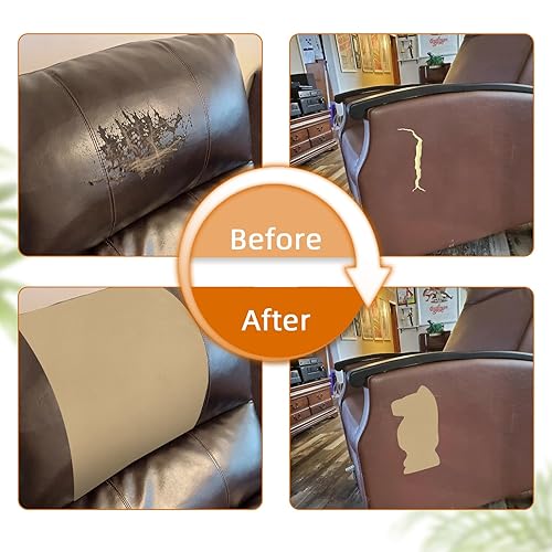 Miniatura 25 de Cinta de reparación de cuero, parche de reparación de cuero autoadhesivo para sofá, muebles, sofás, asientos de automóvil, kit avanzado de Café