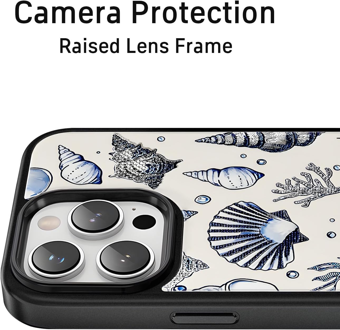 Crystal Glass Phone Case for iPhone 16 Pro Compatible with Magsafe, Summer Sea Ocean Beach Turtle Shell Conch Starfish Designer Shock Proof Heavy-Duty Protection for Men Women Girls - Image 2