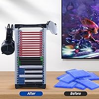 Vista 8 de Mcbazel Torre de soporte de almacenamiento de videojuegos para PS5/PS4/NS Switch/Switch2/Xbox, almacenamiento de disco de videojuegos y controlador
