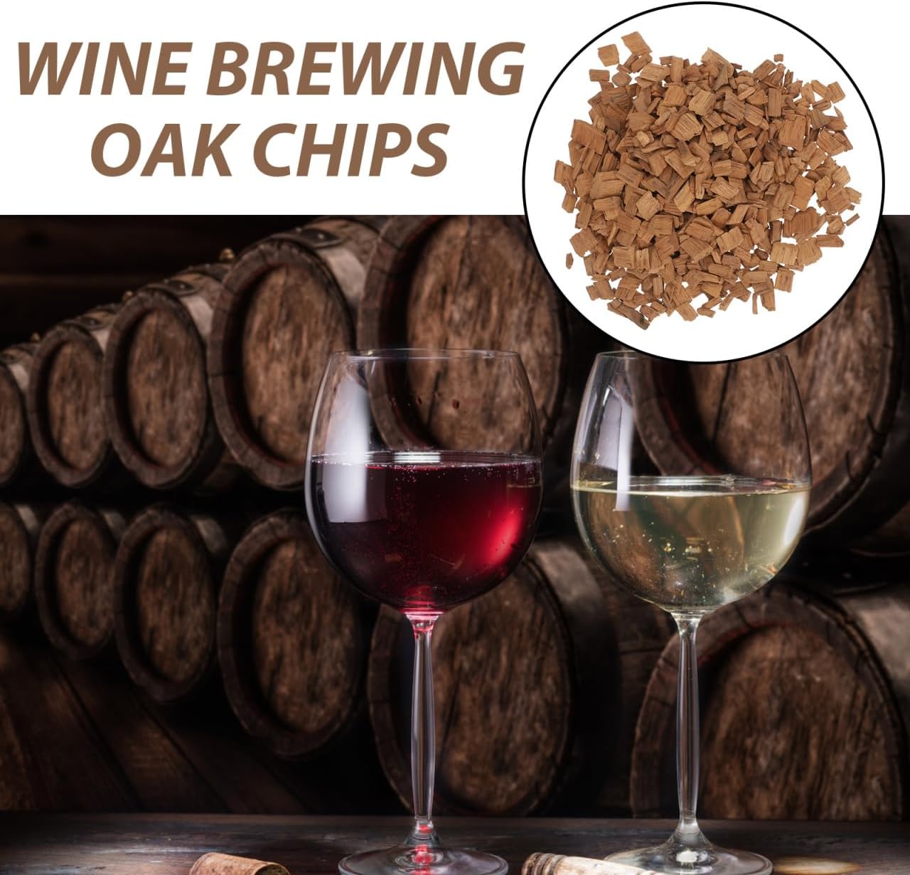 1 PACK French Oak Chips Brewing Toasted Wood Chips for Wine Making, 0.59x0.59x0.08 Inch Light Brown Whisky Aging Supplies Refill Flavour Enhancer for Home Brew Beer Liquor Spirits