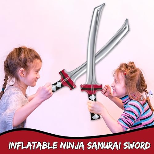 Miniatura 6 de Whaline 16 espadas inflables de Ninja Samurái, espadas ninja infladas, espada Katana inflada, accesorios de disfraz para recuerdos de fiesta,