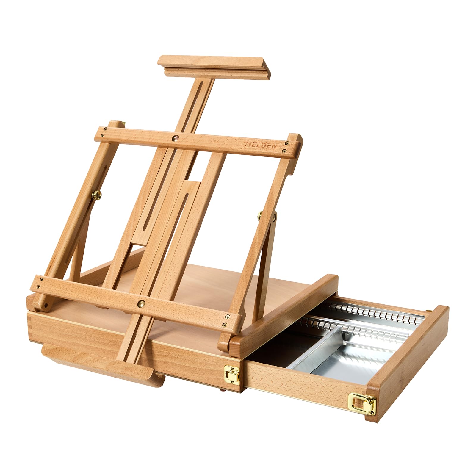 Meeden Studio Sketchbox Chevalet de table avec tiroir doublé en métal – Réglable en bois de hêtre massif et chevalet de boîte à croquis avec rangement, parfait pour studio ou Plein Air
