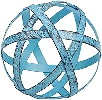 Vista 10 de Everydecor Esfera decorativa de metal para decoración del hogar, azul envejecido, pintada a mano, bolas decorativas modernas para sala de estar