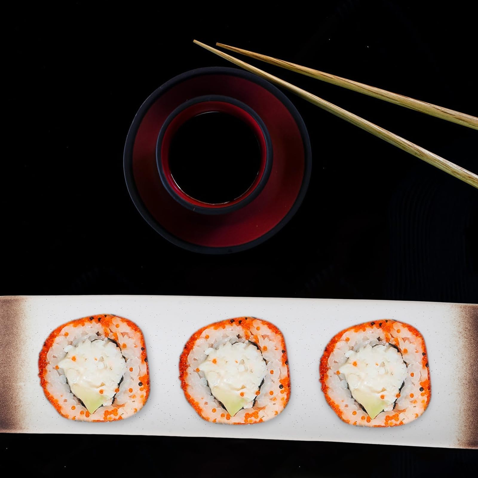 Plat de Sushi Céramique 3Pcs Style Japonerie pour Ambiance Noël