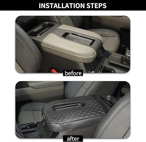 Miniatura 2 de Hoolcar Funda para reposabrazos de consola central, compatible con Chevrolet Silverado y GMC Sierra 2019-2023, repuesto de consola de cuero, color