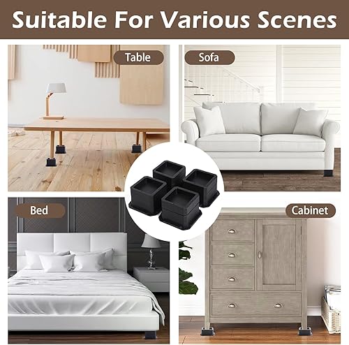 Miniatura 5 de LUCKYQTQH Elevadores de muebles ajustables resistentes, elevadores de muebles de 1 pulgada resistentes, juego de 8 elevadores de muebles, elevador