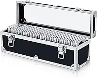 Funrous Caixa de armazenamento de moedas de alumínio para suportes de moedas com alça suporte de laje de moedas de armazenamento de suprimentos de coleção de moedas com laje para colecionadores (preto, 20 moedas)