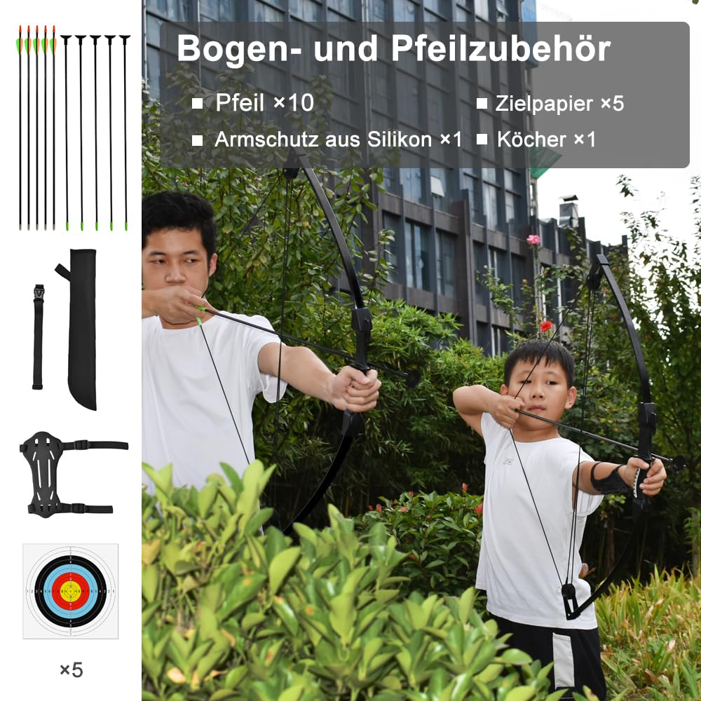Bogen und Pfeil für Teens Anfänger Bogenschießen Set für Jugend Bogen und Pfeil Schießen Praxis Hinterhof und Outdoor-Bogenschießen Ausbildung