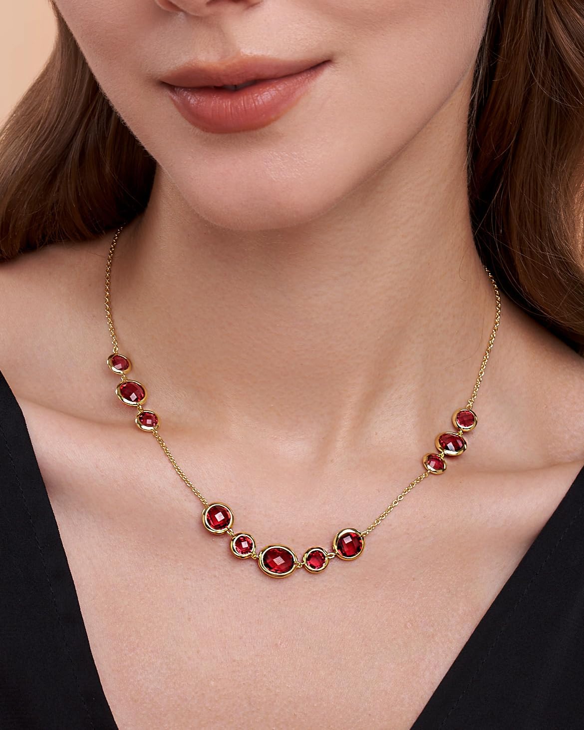 18K gold plated Light Yellow Green Brown Beaded Natural Stone Healing Statement Necklace Choker for Women by SNGIA, Colorful Bead Quartz Trendy Birthstone Jasper Gemstone Bohemian Preppy Retro Bold Handmade Exaggerated Jewelry Gifts, Vintage Unique Cute Baroque Crystal Pearl Opal necklace Summer Beach Fashion Nickle Free Rhinestone Accessories - Image 4