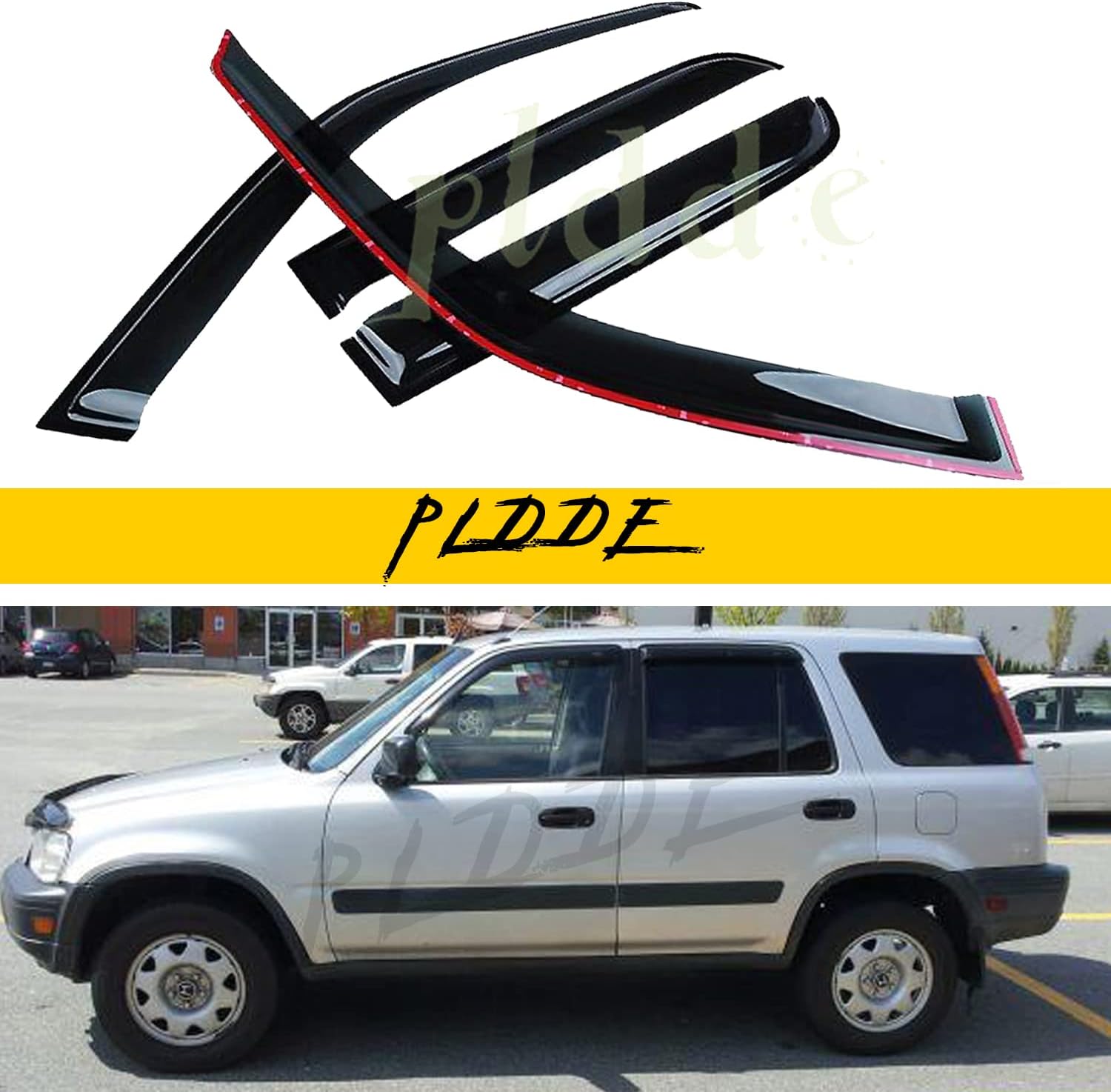 Window Visors Compatible with 1997-2001 Honda CR-V CRV Front+Rear JDM Smoke Sun/Rain Guard Outside Mount Tape-On 4pcs