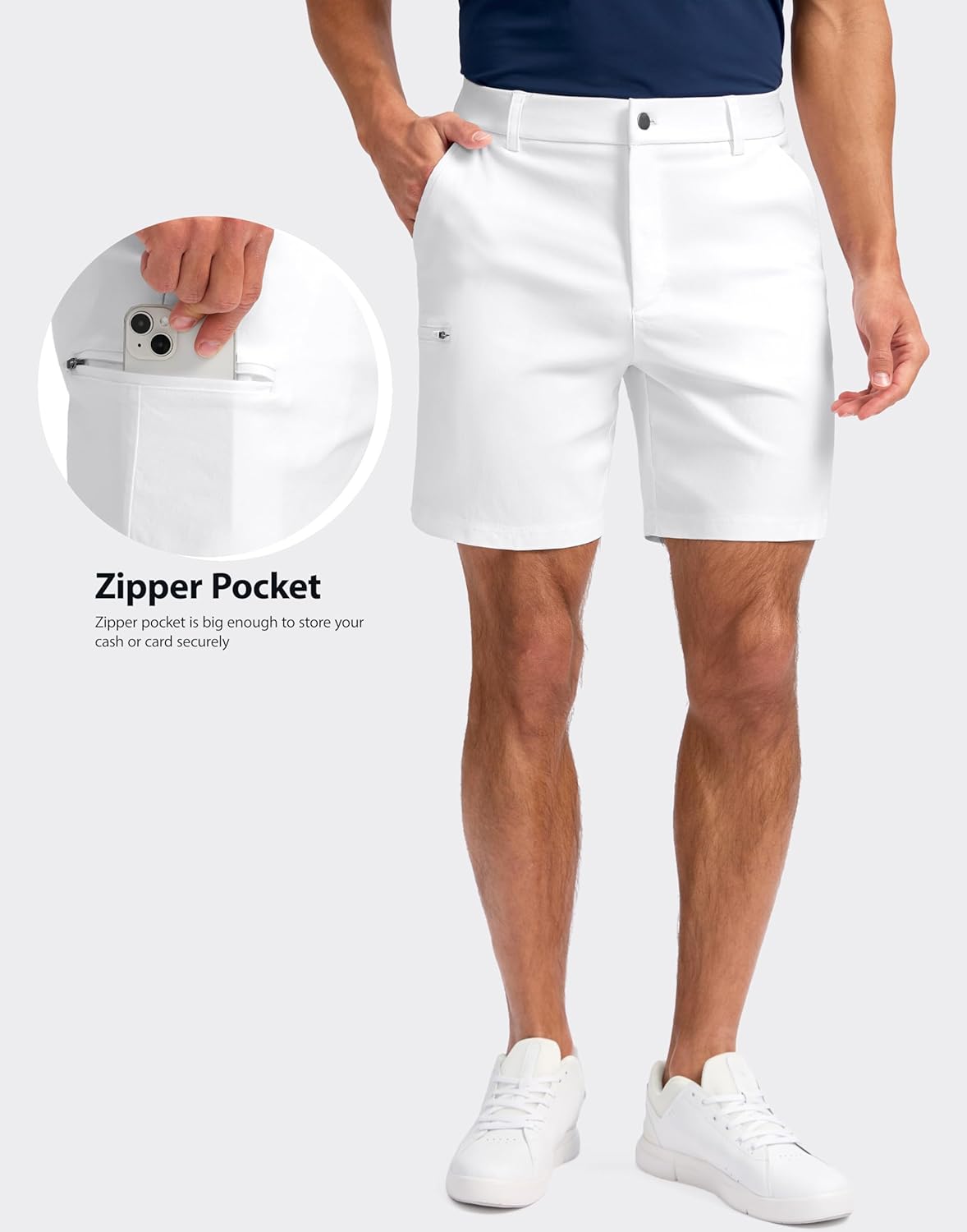 Pudolla Men's Casual Shorts 7/9 Inch Golf Shorts Stretch Dress Work Shorts for Men with 4 Pockets Quick Dry Lightweight - Image 4