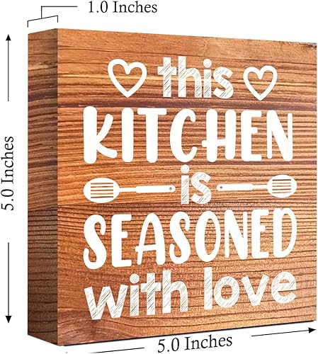 Miniatura 2 de LVQHI Letrero rústico con texto en inglés "This Kitchen", divertido letrero de madera en bloque para decoración de cocina de granja para el hogar