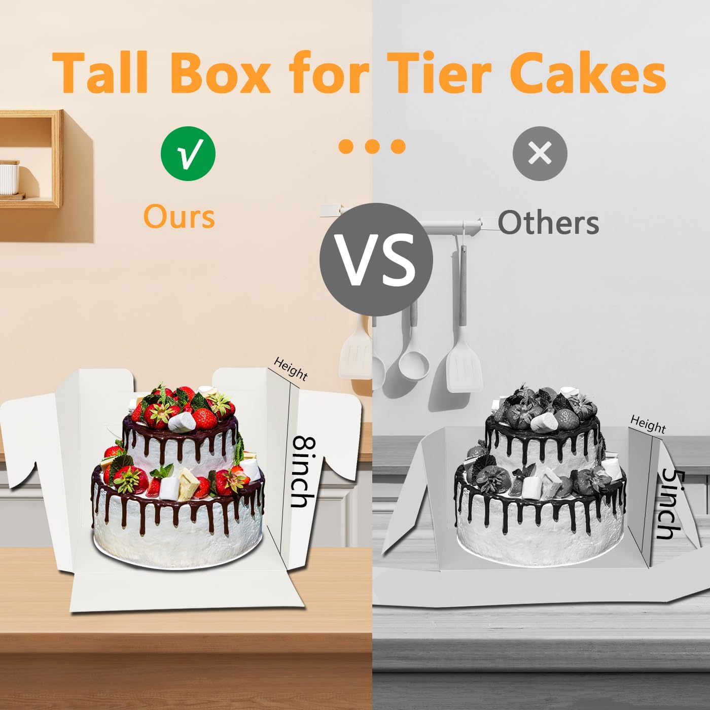 WLUSEAXI 15 Cajas Para Pasteles, 10 X 10 X 8 Pulgadas De Alto Con Ventana, Cajas Blancas De Panaderia Con Calcomanias Caja Grande Desechable Para