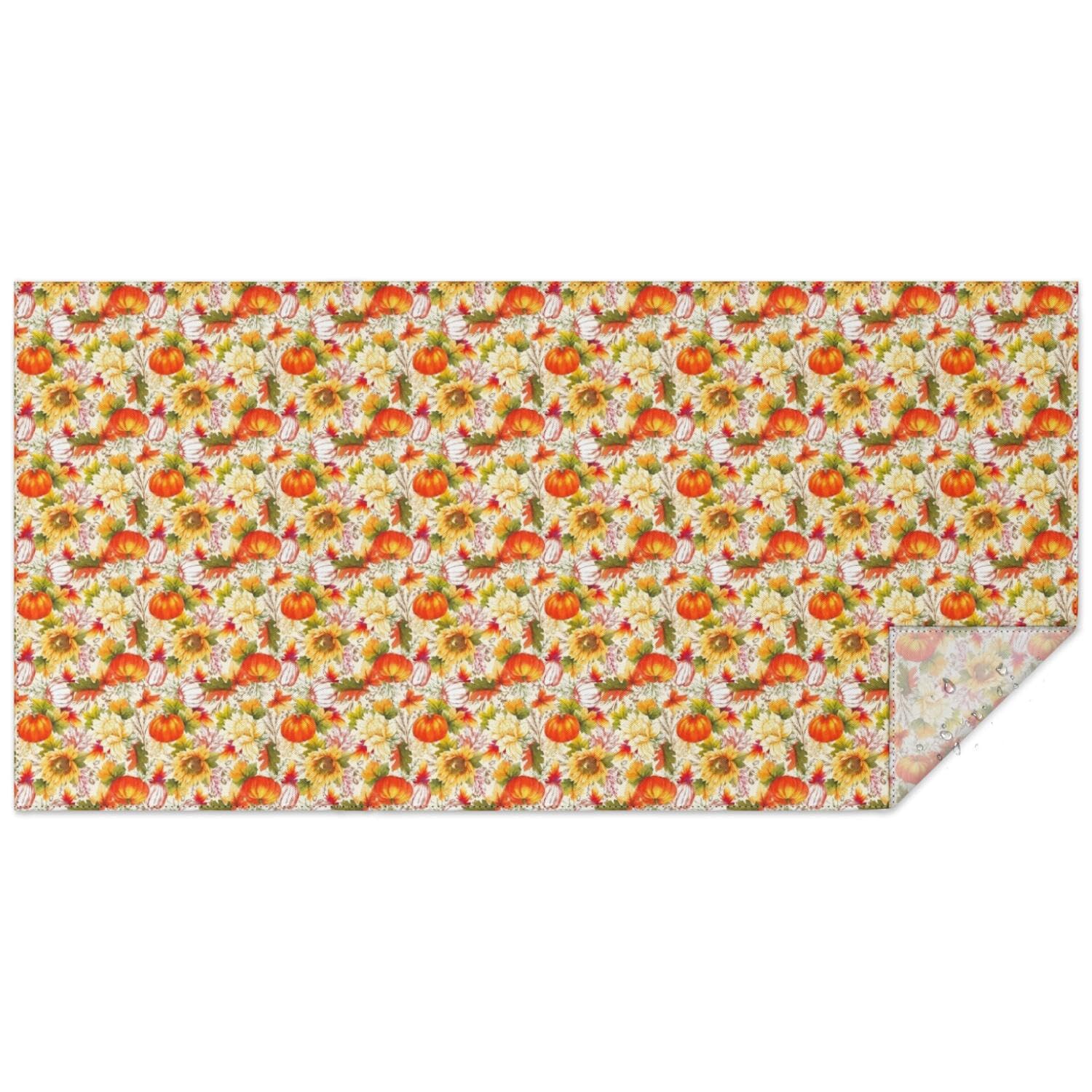 Aokoyi Fall Pumpkin Tablecloth 60x120 Inch, Waterproof Washable Farmhouse Rectangle Table Cloth Cover, Autumn Sunflower Seasonal Tablecloth for Party Picnic Dinner Home Decor