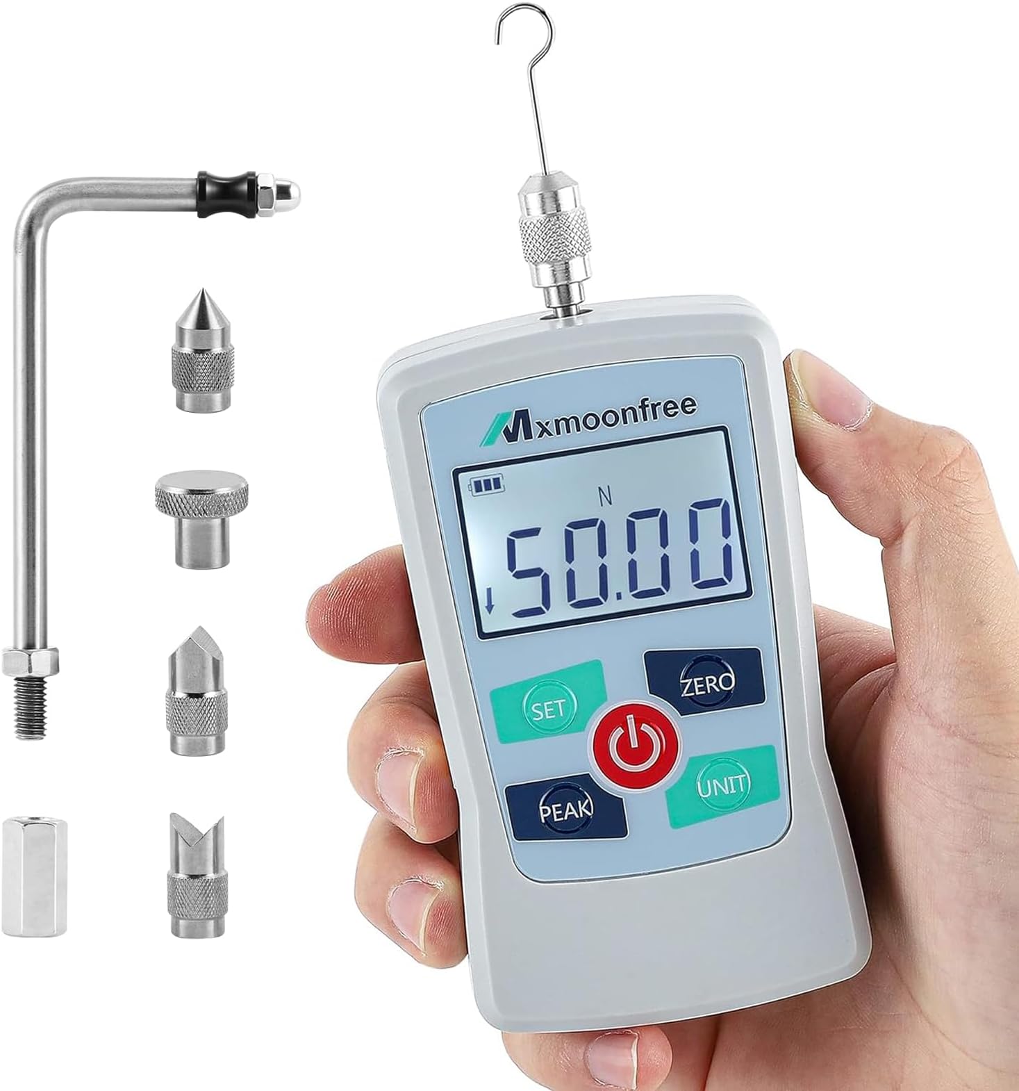 50N Digital Force Gauge Push Pull Gauge Portable Force Meter with Units N/LB/Kg/Oz, Storage Case, Auto Backlit LCD, Auto Power-Off for Teaching School Lab Mechanical Physics (ZMF-50N)