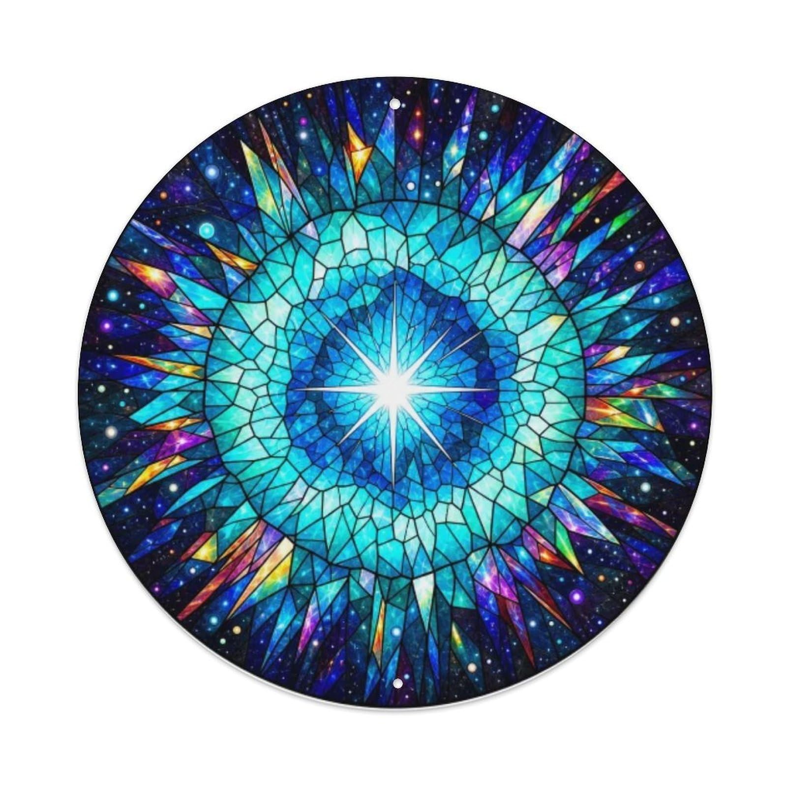 Cosmic Astral Mosaic Starburst Celestial Deep Space Metal Tin Sign Plaque Wall Decor for Cafe, Man Cave, Club Bar, Office, Home Garden Round Metal Poster 8x8Inch