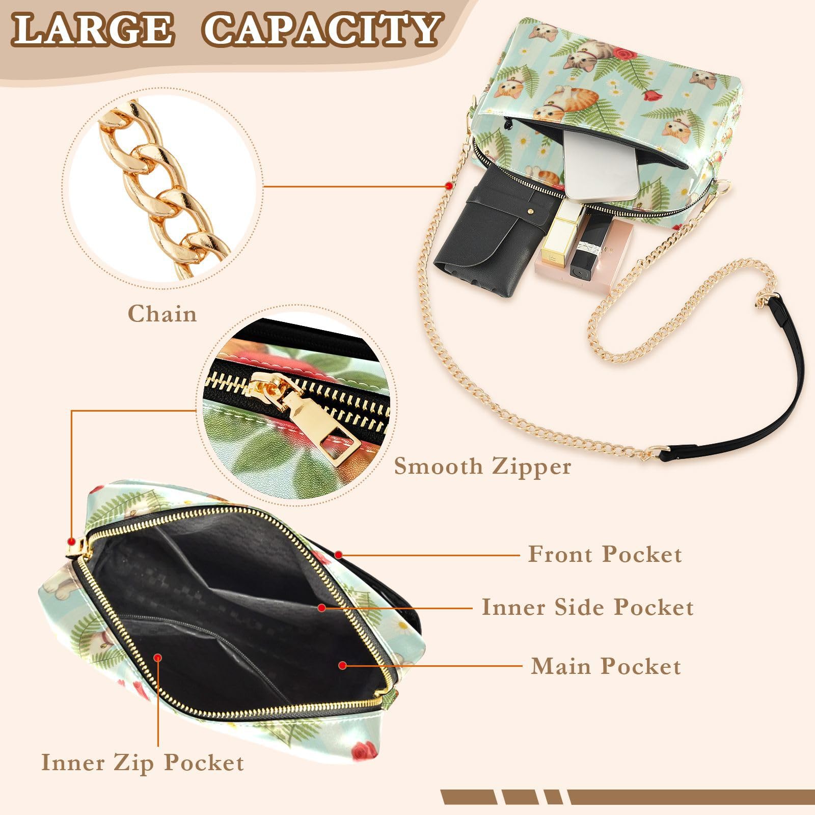 FRODOTGV Damska torba crossbody o pojemności 2,5 l