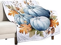 Vista 10 de Manta rústica de calabaza azul polvoriento, con estampado de acuarela, Acción de Gracias o Halloween, manta suave de 30 x 40 pulgadas, acogedora