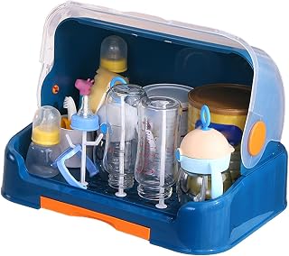 Soporte reutilizable para secar botellas, organizador de tazas, escurreplatos, estante de tapa a prueba de polvo, soporte para secadora de botellas con bandeja de agua extraíble para piezas de bomba