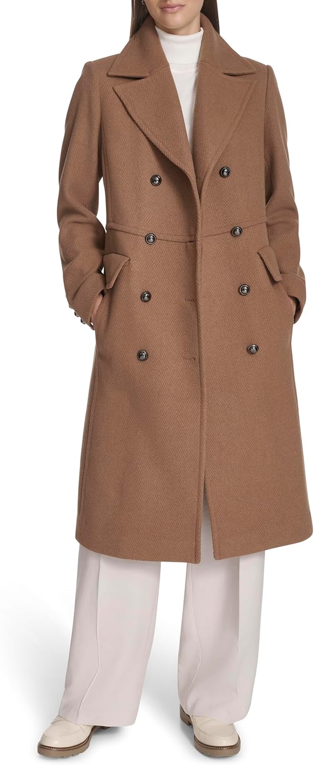 Kenneth Cole Women's Chevron Textured Twill Wool With Notched Lapels & Fashion Military Style Hardware - Image 2