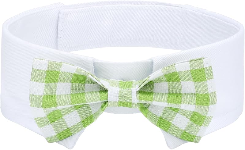 Gravata-borboleta ajustável para cães em tecido xadrez verde Segarty, pescoço de 32 a 40 cm
